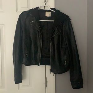 Silence and Noise hooded leather jacket